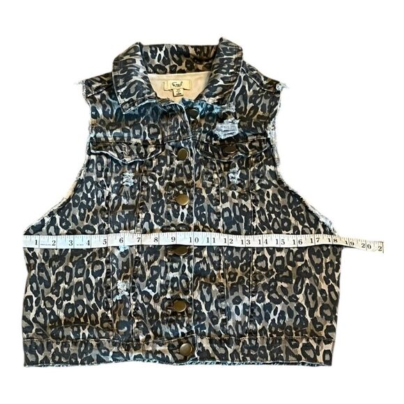 Easel Los Angeles Leopard Print Denim Vest size small - Picture 4 of 8
